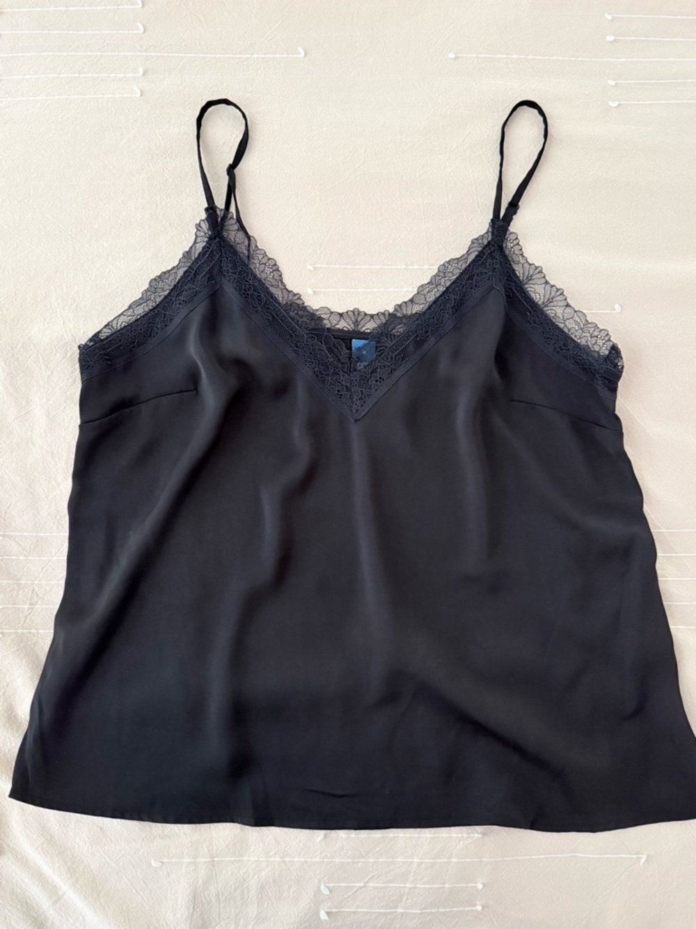 NWT Old Navy Black Lace Trim Satin Camisole Tank Top Medium